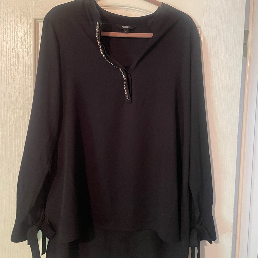 Vera Wang Black Women's Top with Embellished Neckline